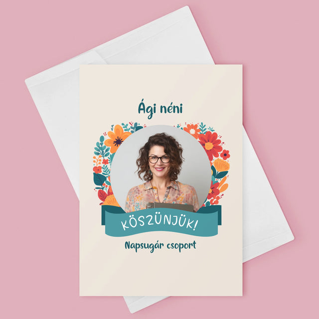 Fotó És Felirat: Köszönet Az Óvónőnek - Üdvözlőlap