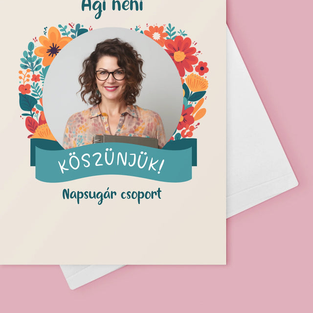 Fotó És Felirat: Köszönet Az Óvónőnek - Üdvözlőlap