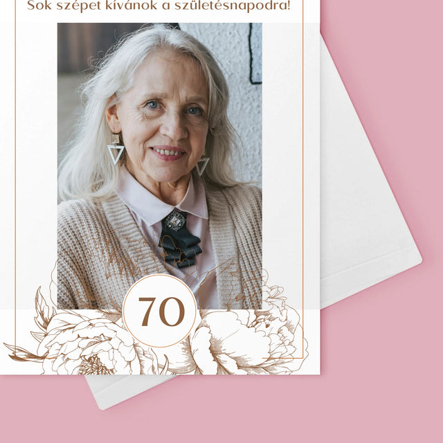 Fotó És Felirat: 70. Születésnapi Bazsarózsa - Üdvözlőlap