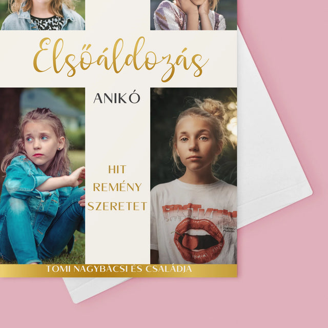 Fotókollázs: Elsőáldozás, Kereszt - Üdvözlőlap