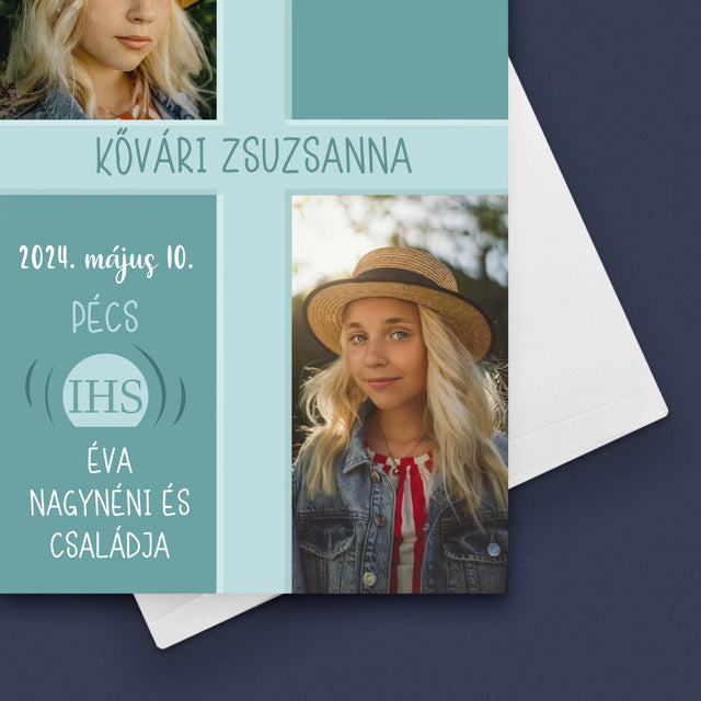 Fotókollázs: Elsőáldozás - Üdvözlőlap