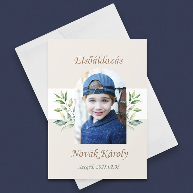 Fotó És Felirat: Elsőáldozás, Ünnepi Köszöntés - Üdvözlőlap