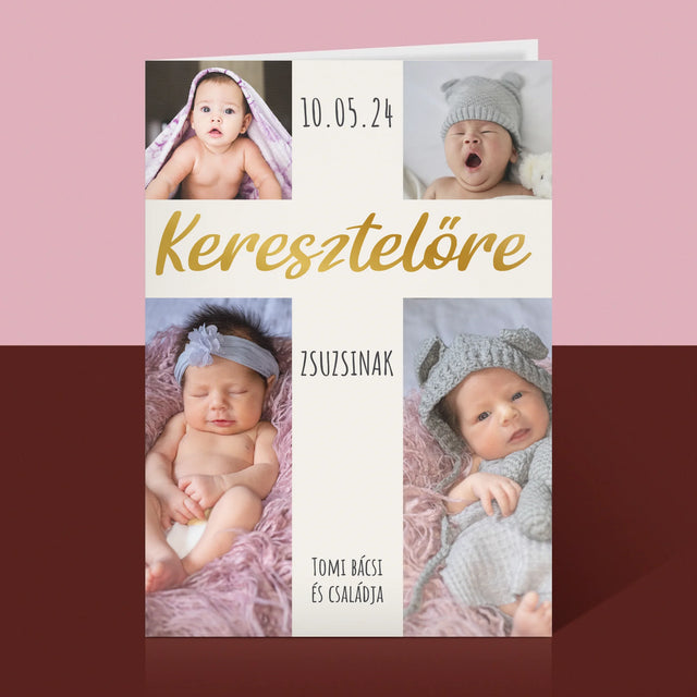 Fotókollázs: Keresztelő Kereszt - Üdvözlőlap
