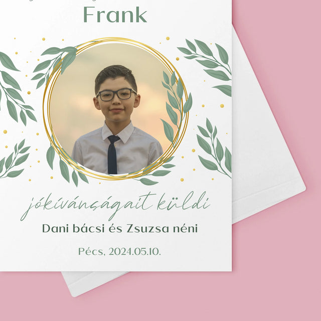 Fotó És Felirat: Első Szentáldozás Alkalmából - Üdvözlőlap