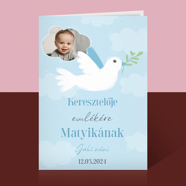 Fotó És Felirat: Keresztelői Emlék Galamb - Üdvözlőlap