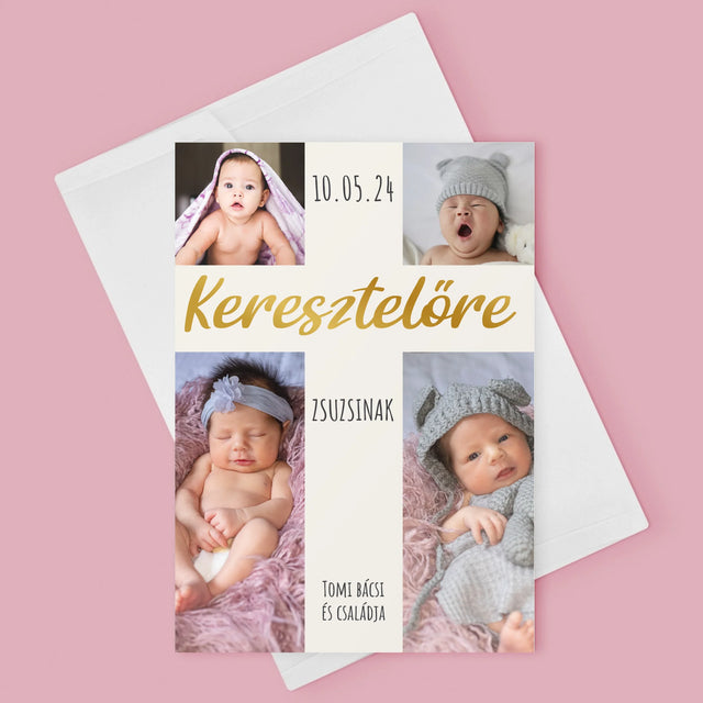 Fotókollázs: Keresztelő Kereszt - Üdvözlőlap