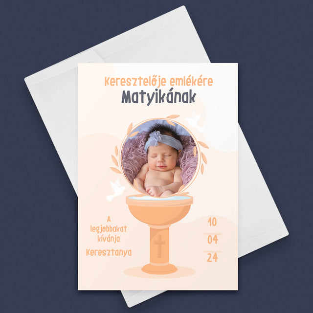 Fotó És Felirat: Keresztelője Emlékére - Üdvözlőlap