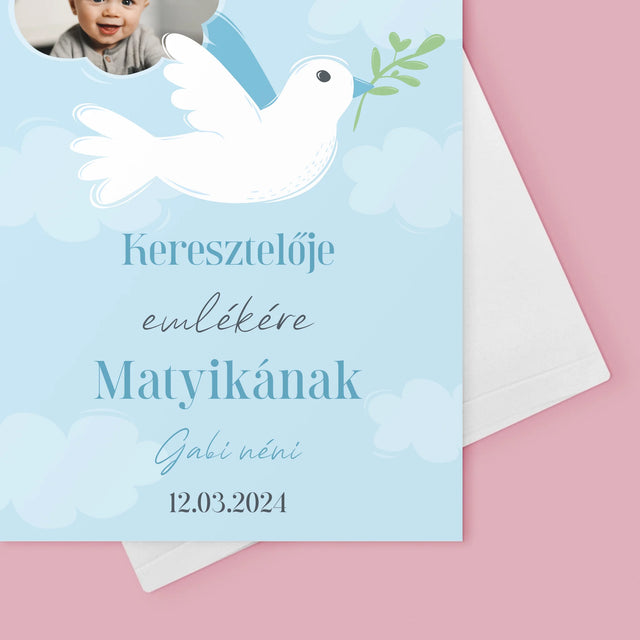 Fotó És Felirat: Keresztelői Emlék Galamb - Üdvözlőlap