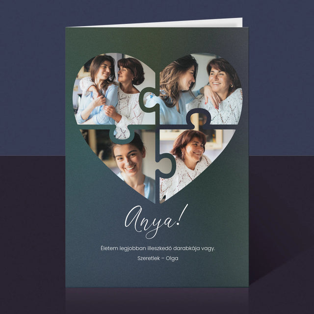 Fotókollázs: Szív Alakú Kirakó Anyának - Üdvözlőlap