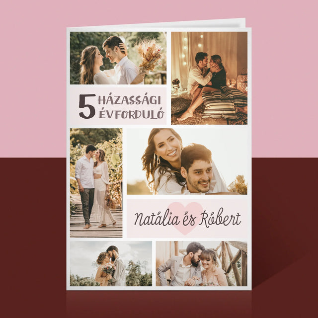 Fotókollázs: 5. Házassági Évforduló - Üdvözlőlap