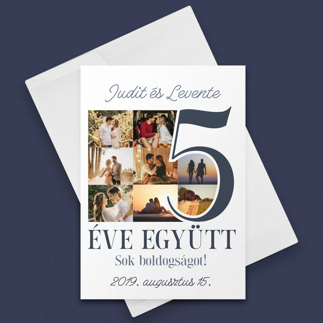 Fotókollázs: 5 Éve Együtt - Üdvözlőlap