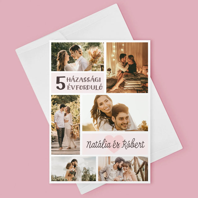 Fotókollázs: 5. Házassági Évforduló - Üdvözlőlap