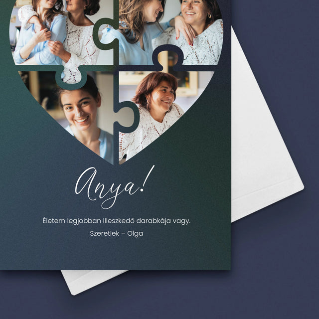 Fotókollázs: Szív Alakú Kirakó Anyának - Üdvözlőlap
