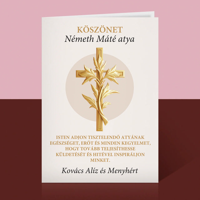 Név És Aláírás: Köszönet Papnak - Üdvözlőlap