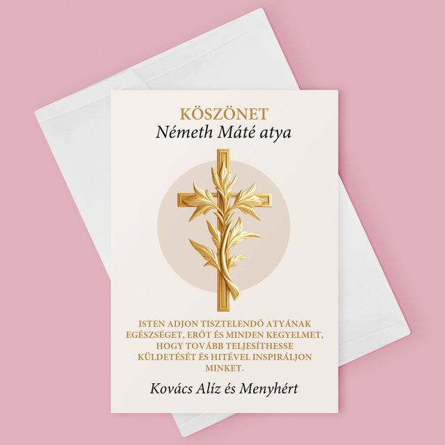 Név És Aláírás: Köszönet Papnak - Üdvözlőlap