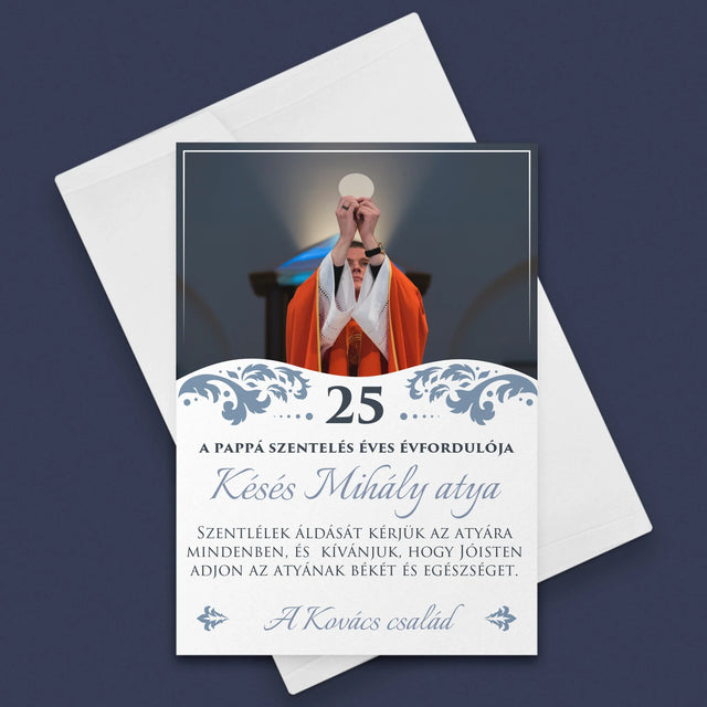 Fotó És Felirat: A Pappá Szentelés Évfordulójára - Üdvözlőlap