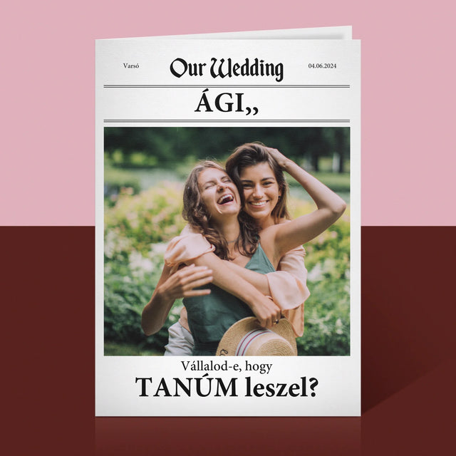 Fotó És Felirat: Our Wedding Tanú - Üdvözlőlap