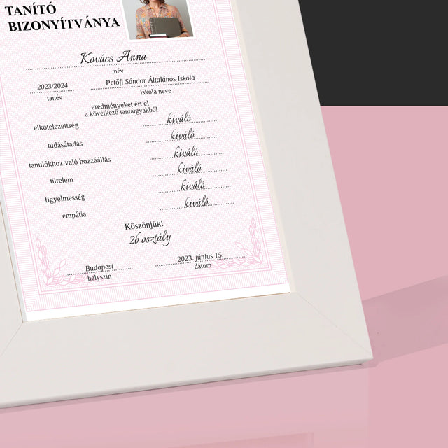 Fotó És Felirat: A Legjobb Tanító Bizonyítványa - Fotókeret