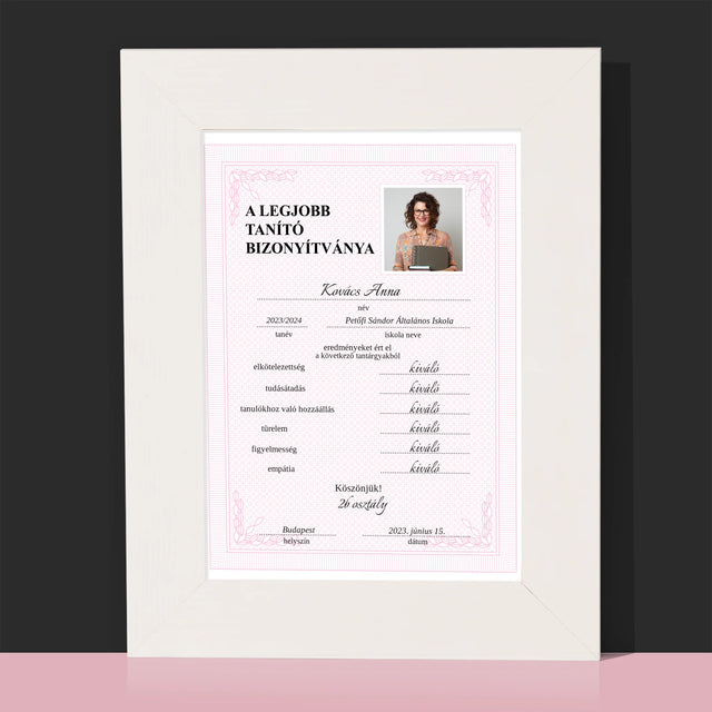 Fotó És Felirat: A Legjobb Tanító Bizonyítványa - Fotókeret