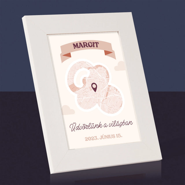 Városi Térkép: Várostárkép: Üdvözlünk A Világban - Fotókeret