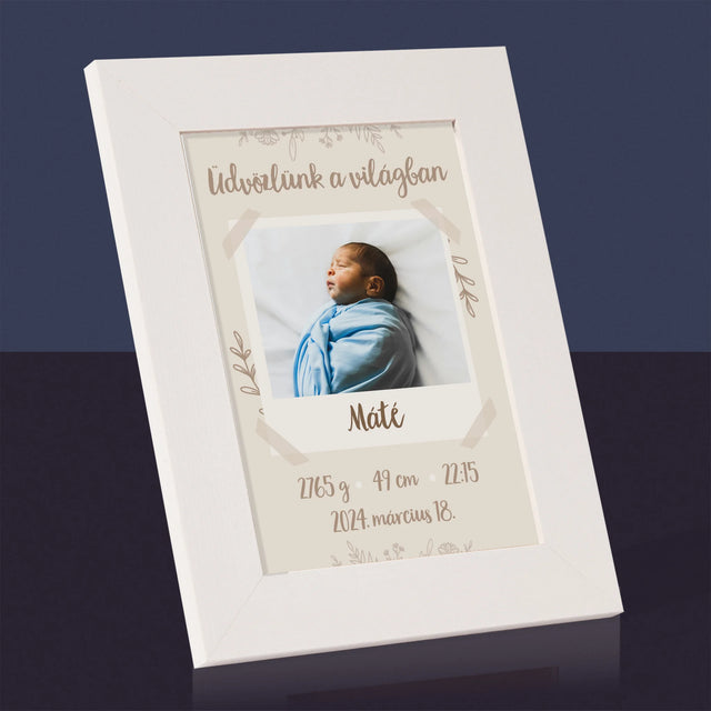 Születési Emléklap: Irat Ágakkal - Fotókeret
