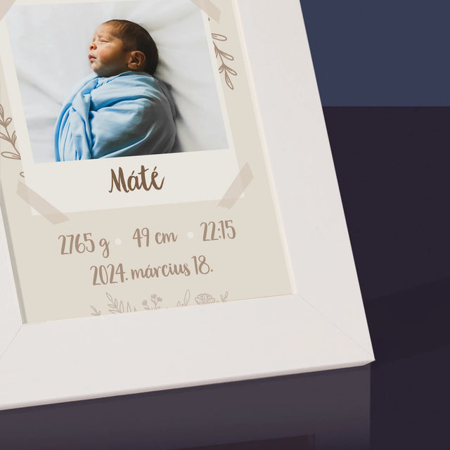 Születési Emléklap: Irat Ágakkal - Fotókeret
