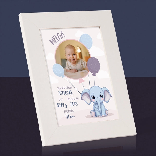 Születési Emléklap: Adatok, Elefánt - Fotókeret