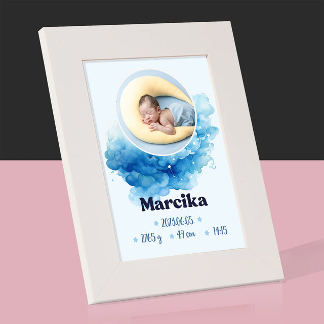 Születési Emléklap: Csillagjegy, Kisfiú - Fotókeret