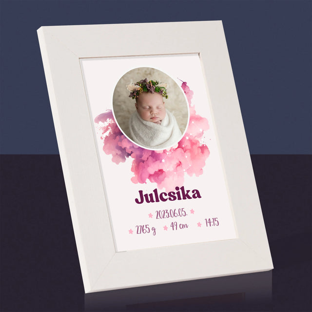Születési Emléklap: Csillagjegy Kislány - Fotókeret