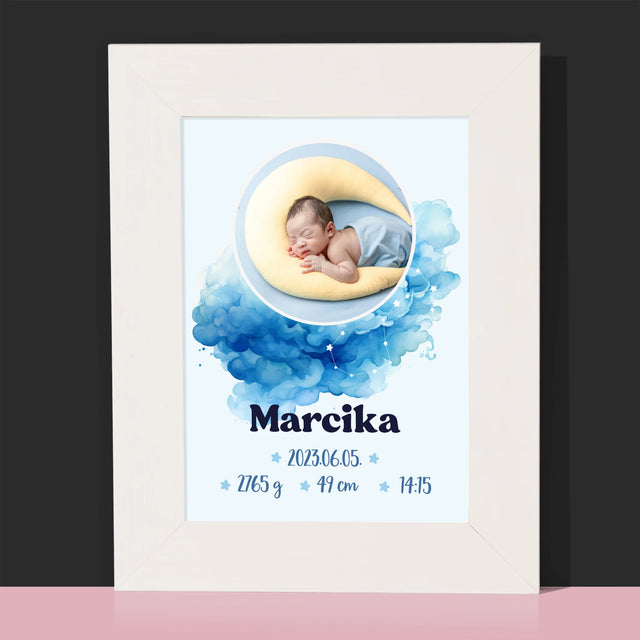 Születési Emléklap: Csillagjegy, Kisfiú - Fotókeret