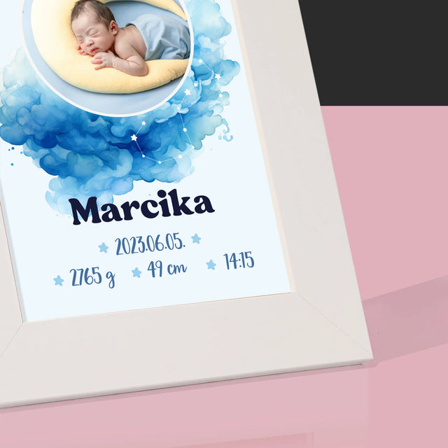 Születési Emléklap: Csillagjegy, Kisfiú - Fotókeret