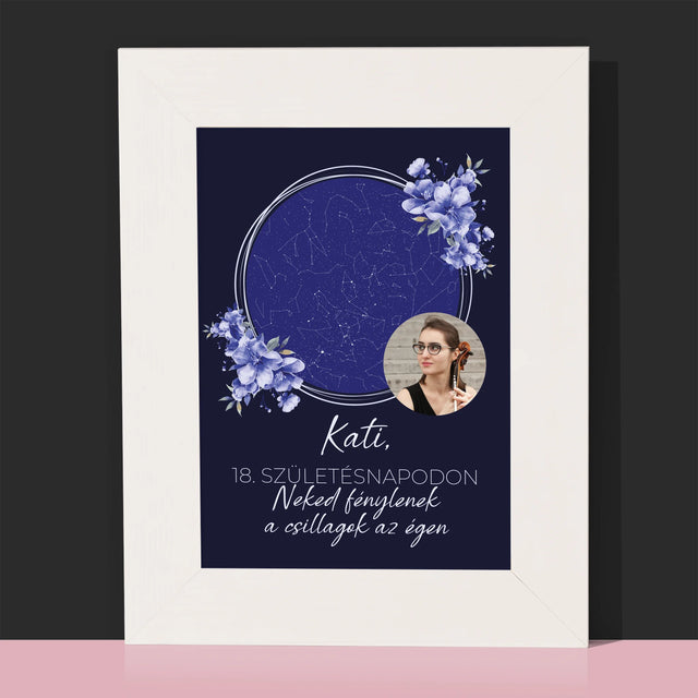 Csillagtérkép: Csillagtérkép: Születésnapi Csillagfény - Fotókeret