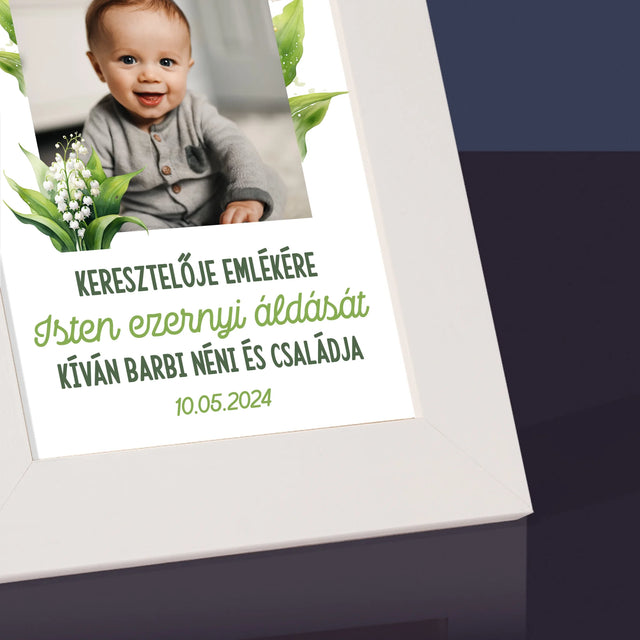 Fotó És Felirat: Keresztelői Emlék Hóvirág - Fotókeret