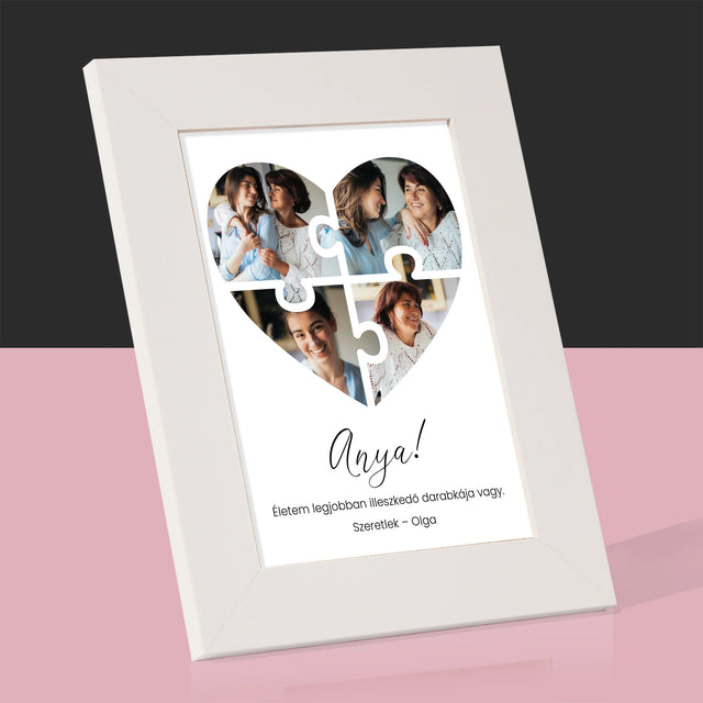 Fotókollázs: Szív Alakú Kirakó Anyának - Fotókeret