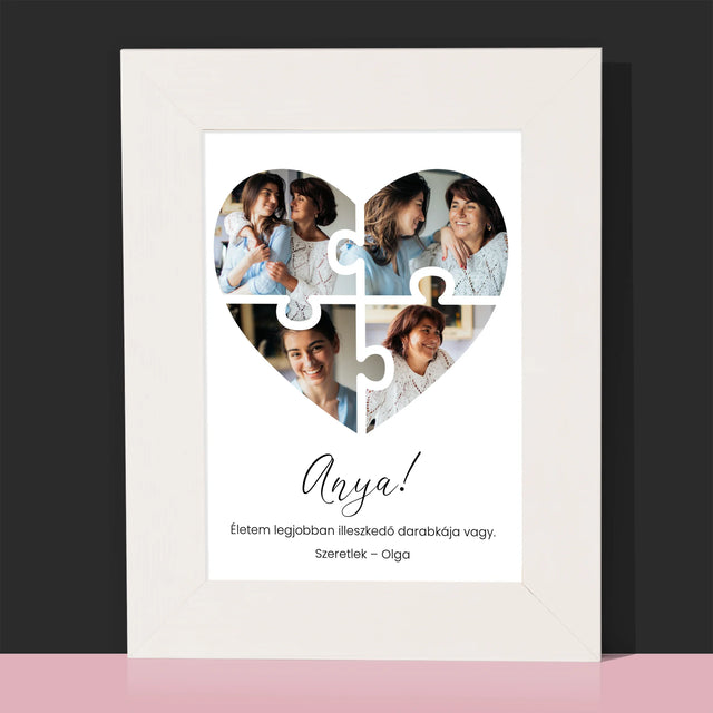 Fotókollázs: Szív Alakú Kirakó Anyának - Fotókeret