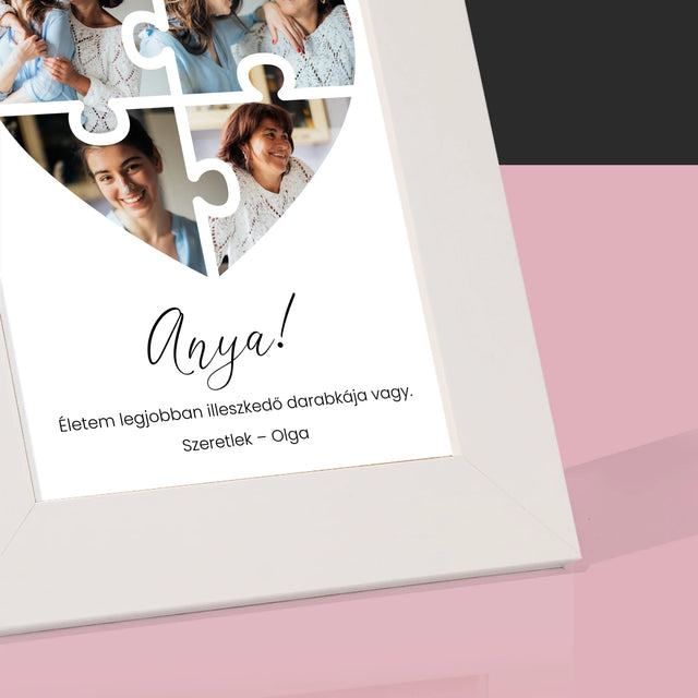 Fotókollázs: Szív Alakú Kirakó Anyának - Fotókeret