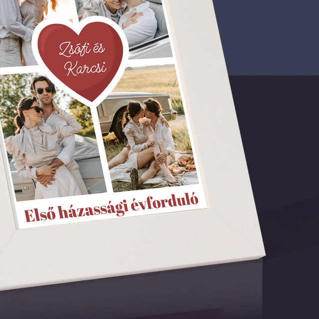Fotókollázs: Első Évforduló Szív - Fotókeret