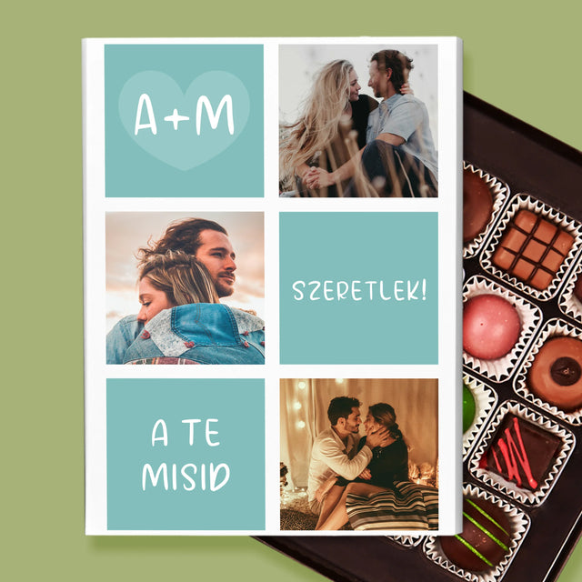 Fotókollázs: Szeretlek, Iniciálék - Praliné