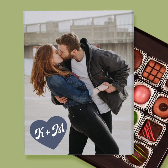 Fotókollázs: Iniciálék, Szívek - Praliné