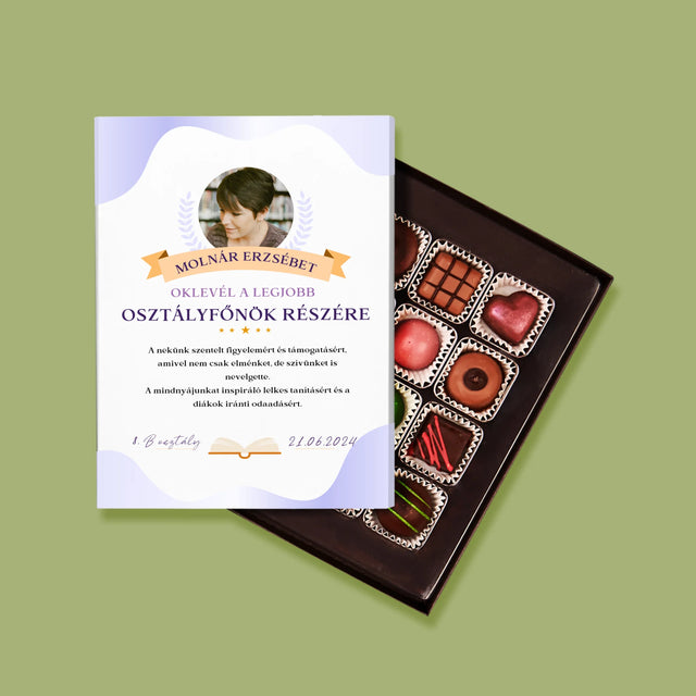 Fotó És Felirat: Oklevél A Legjobb Osztályfőnök Részére - Praliné