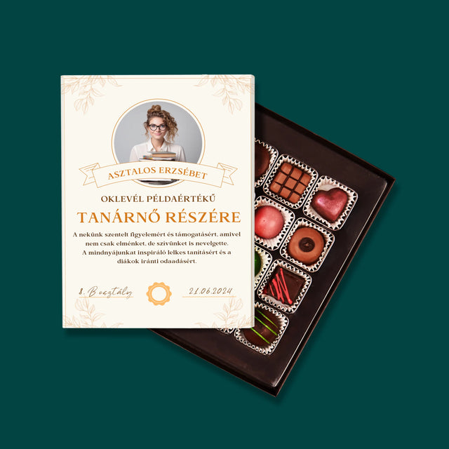 Fotó És Felirat: Oklevél Példaértékű Tanárnő Részére - Praliné