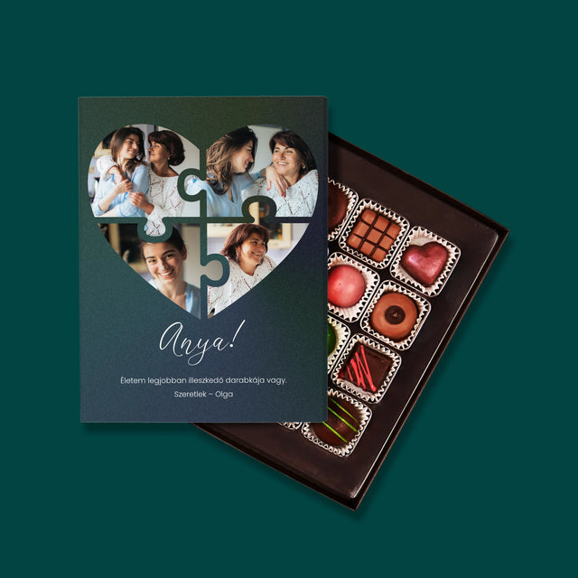 Fotókollázs: Szív Alakú Kirakó Anyának - Praliné