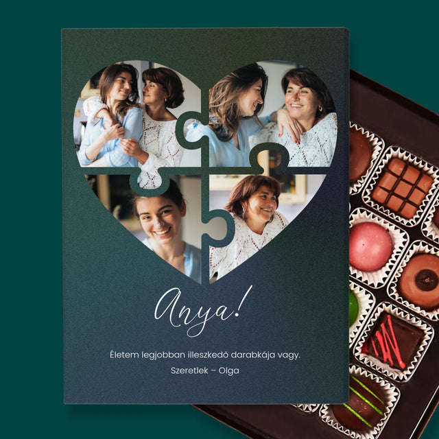 Fotókollázs: Szív Alakú Kirakó Anyának - Praliné