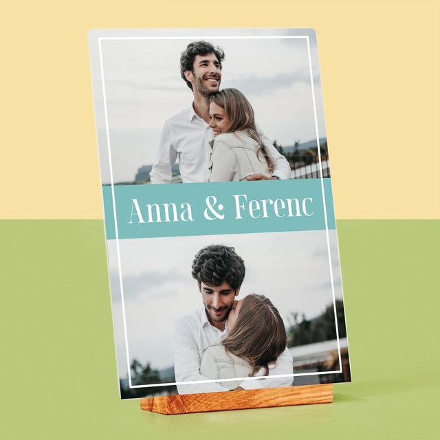 Fotókollázs: Pár, Nevek - Akrilüvegre Nyomtatott Kép