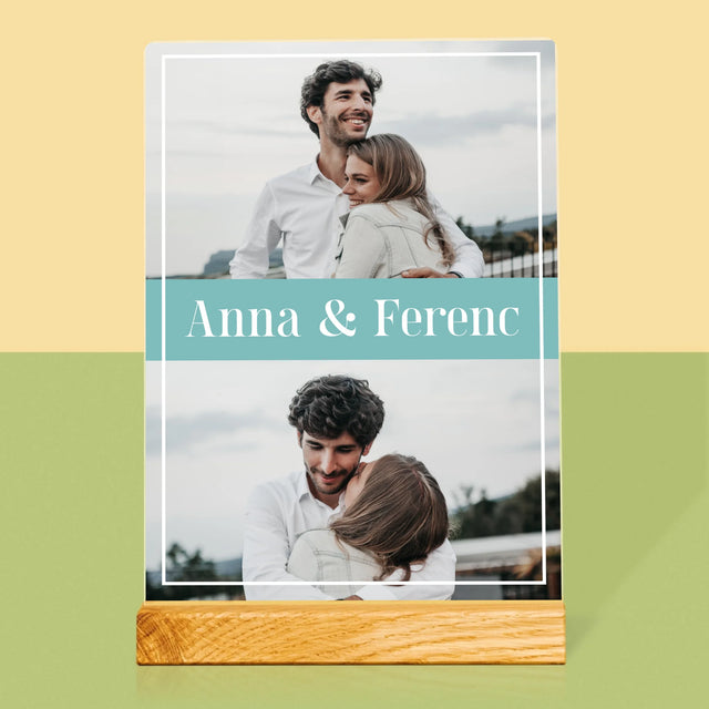 Fotókollázs: Pár, Nevek - Akrilüvegre Nyomtatott Kép