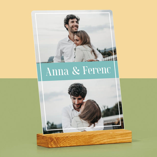 Fotókollázs: Pár, Nevek - Akrilüvegre Nyomtatott Kép