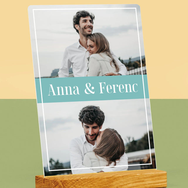 Fotókollázs: Pár, Nevek - Akrilüvegre Nyomtatott Kép