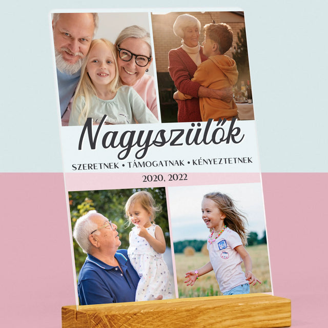 Fotókollázs: Szretett Nagyszülők - Akrilüvegre Nyomtatott Kép