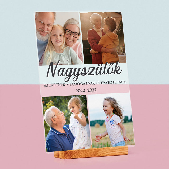 Fotókollázs: Szretett Nagyszülők - Akrilüvegre Nyomtatott Kép