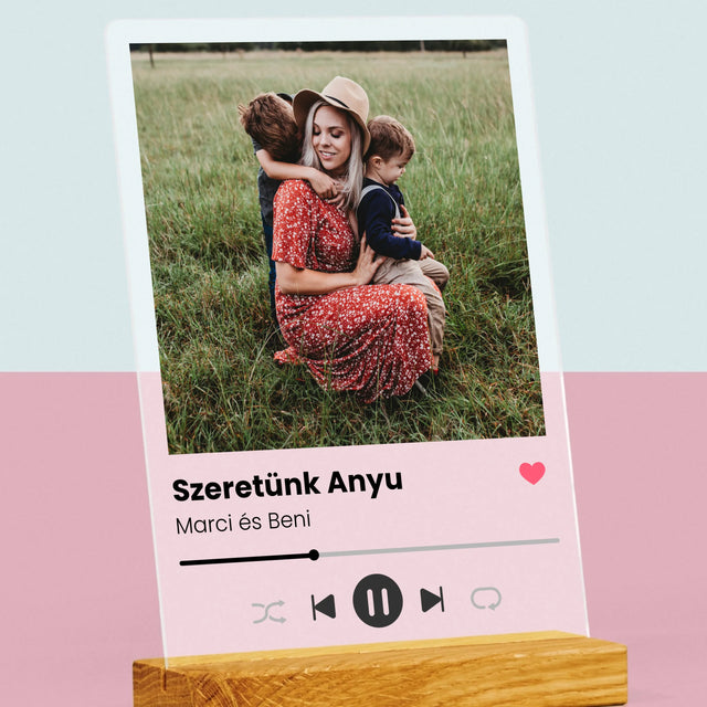 Fotó És Felirat: Szeretünk Anyu - Akrilüvegre Nyomtatott Kép